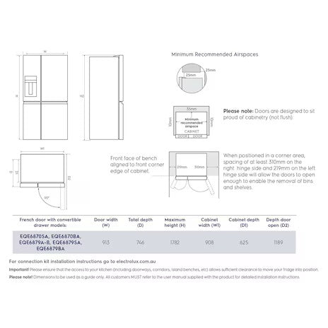 Electrolux EQE6879B 680L French Door Refrigerator with Ultimate Taste 900 Technology - Perfect for Modern Kitchens & Large Family Storage