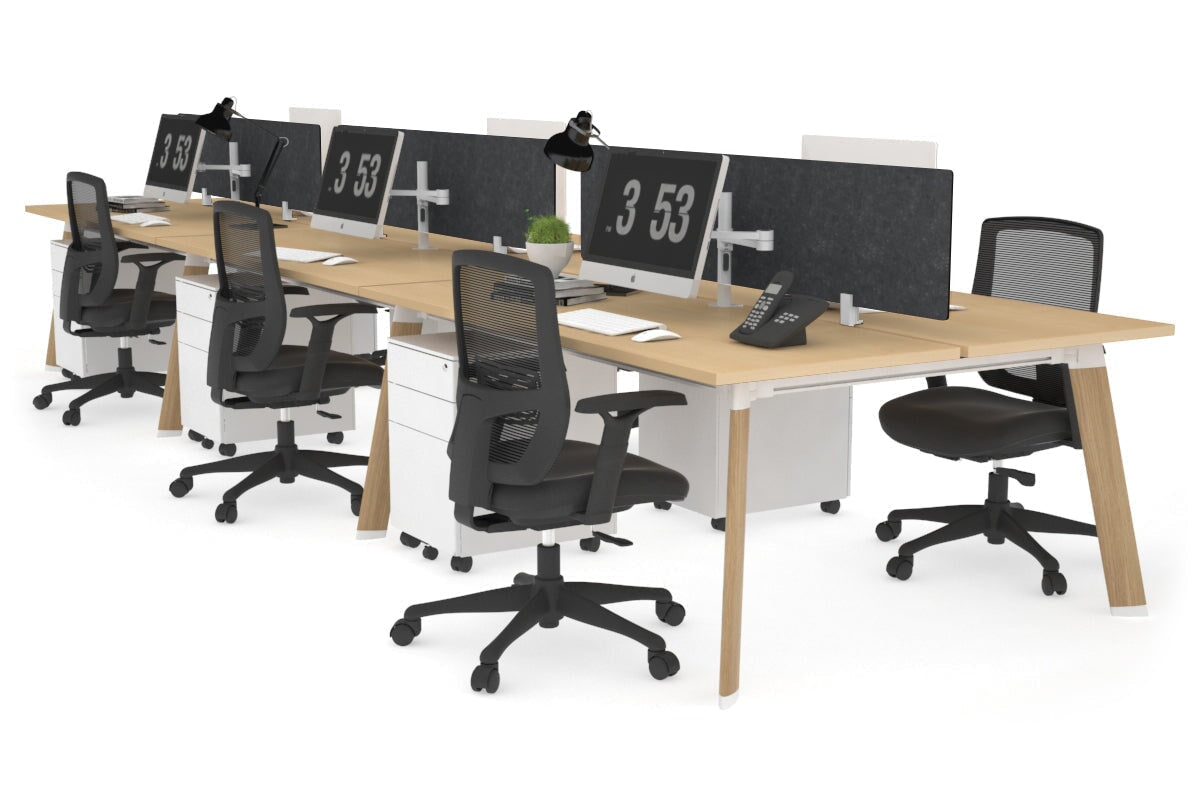 6-Person Wooden Workstation with Imprint Frame - 1600L x 700W Dimensions - Ideal for Office, Conference Room & Collaborative Workspaces