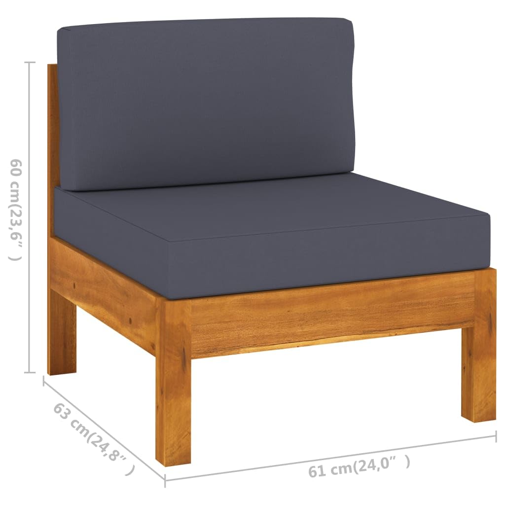Premium Acacia Wood 2-Piece Outdoor Sofa Set with Dark Gray Cushions - Weather-Resistant, Durable Patio Furniture for Garden, Deck, Poolside & Backyard Relaxation
