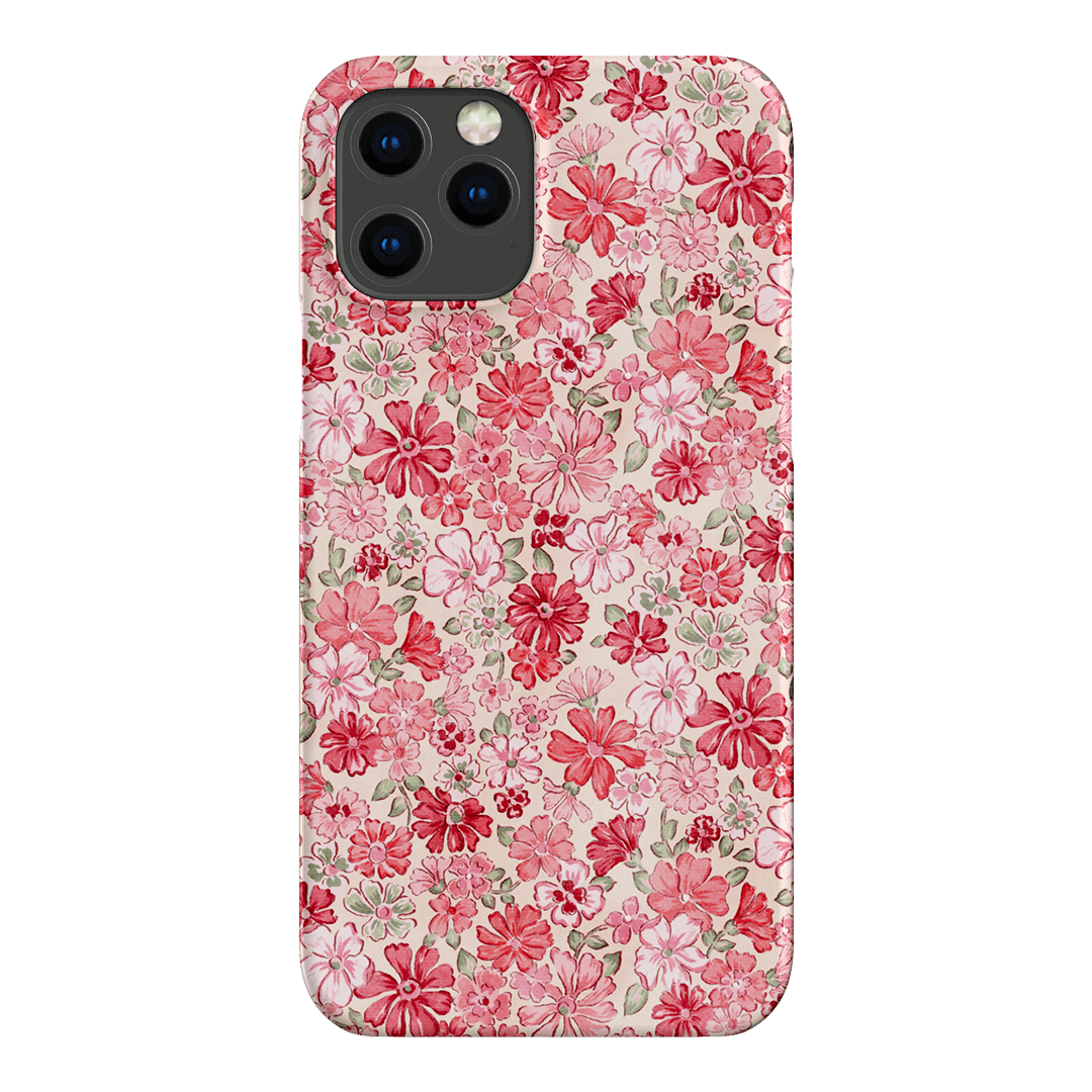 Strawberry Kiss Pink Floral Phone Case for iPhone 14/13/12/11 Pro Max - Cute Aesthetic Flower Design Protective Cover - Perfect for Women Girls Daily Use & Gift Giving