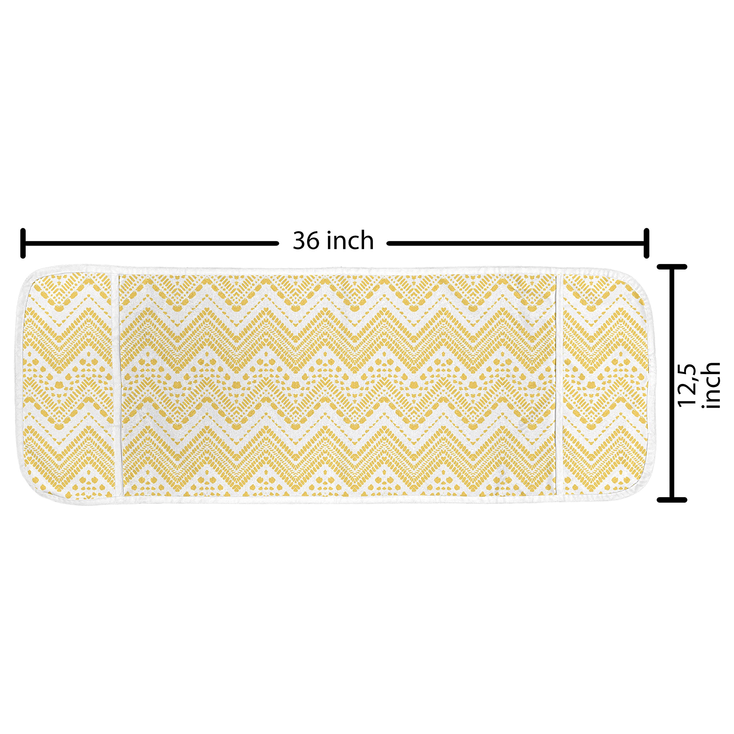 Ambesonne Yellow Chevron Microwave Cover - Hand Drawn Aztec Tribal Pattern with Dashed Lines - Waterproof Kitchen Organizer with Pockets - 36