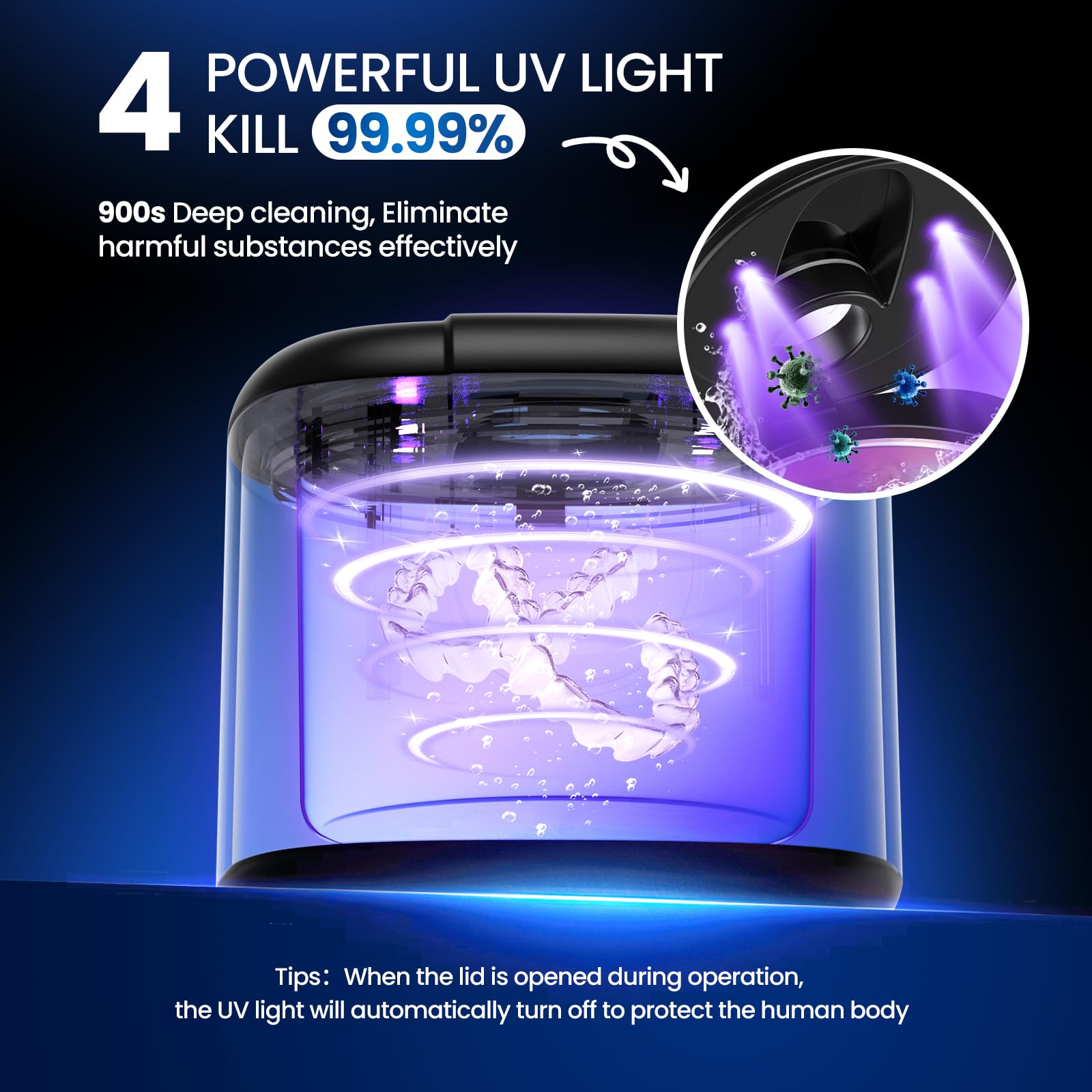 Ultrasonic Retainer Cleaner Machine - 45kHz with 4 Cleaning Modes & Digital Timer, 200ML Capacity for Dentures, Mouth Guards, Braces, Toothbrush Heads & Jewelry (Black) - Perfect for Dental Hygiene & Jewelry Care at Home