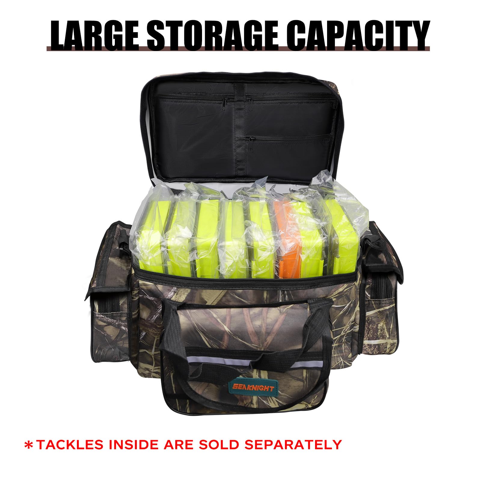 SeaKnight Waterproof Fishing Tackle Bag - Durable Saltwater & Freshwater Fishing Gear Organizer with Padded Shoulder Strap - Perfect for Bass, Trout & Offshore Fishing Trips