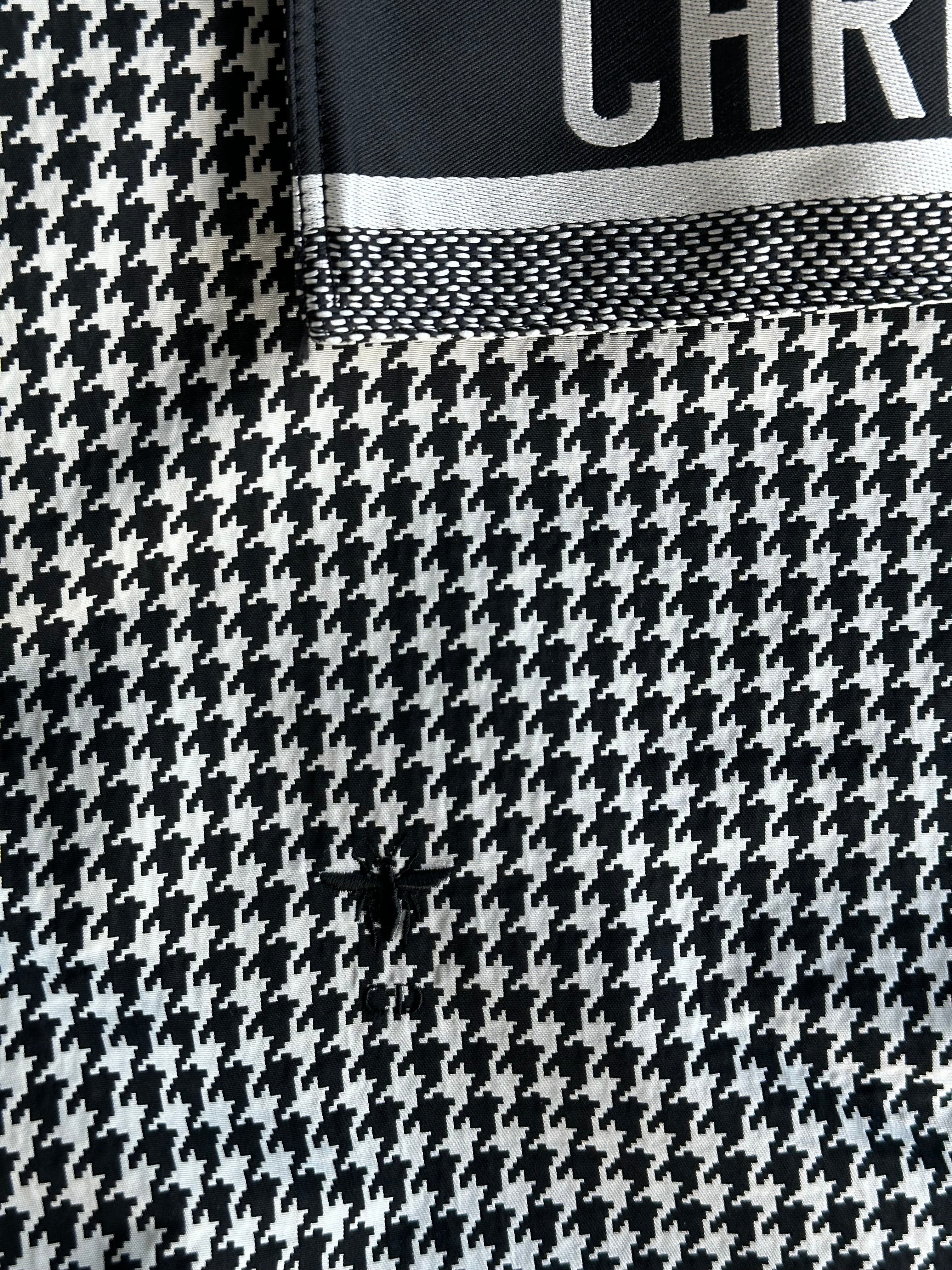 Dior Black & White Houndstooth Taffeta Oversized Women's Anorak Jacket - Stylish Waterproof Windbreaker for Outdoor Activities & Fashion Streetwear