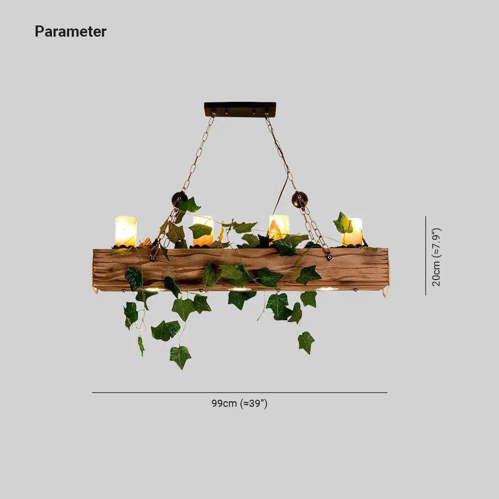 Modern Rectangular Wooden Pendant Light - Farmhouse Dining Room Ceiling Fixture, Rustic Wood Chandelier for Kitchen Island, Breakfast Nook & Living Room Decor