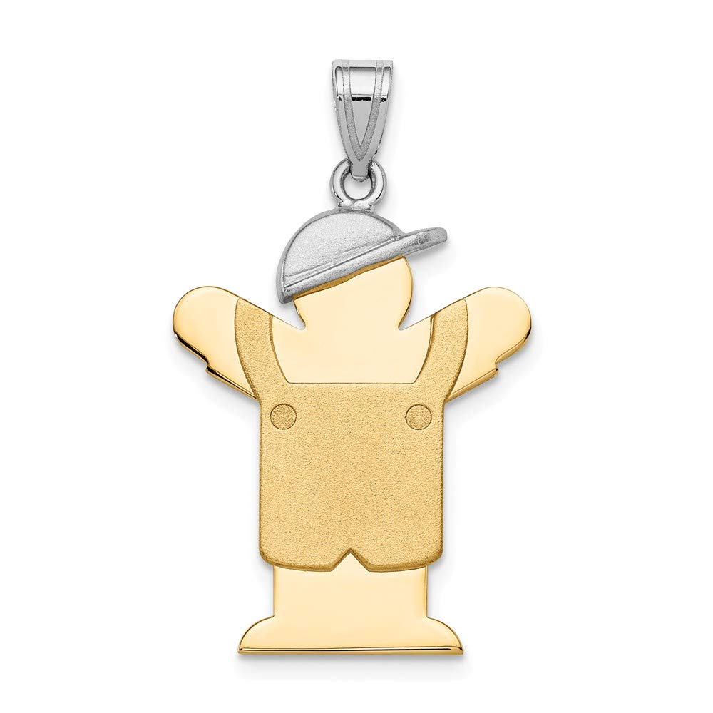 14K Two-Tone Engravable Boy with Hat Charm Pendant - 30mm x 20mm - Perfect for Necklaces, Bracelets & Personalized Jewelry Gifts