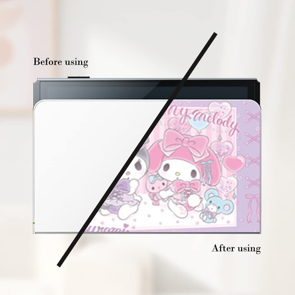 PERFECTSIGHT Kawaii Cartoon Vinyl Decal Skin Sticker for Nintendo Switch - Full Set Protective Wrap for NS Console, Joy-Con Controller & Dock (Melody Rabbit Design) - Perfect for Gaming Protection and Personalization