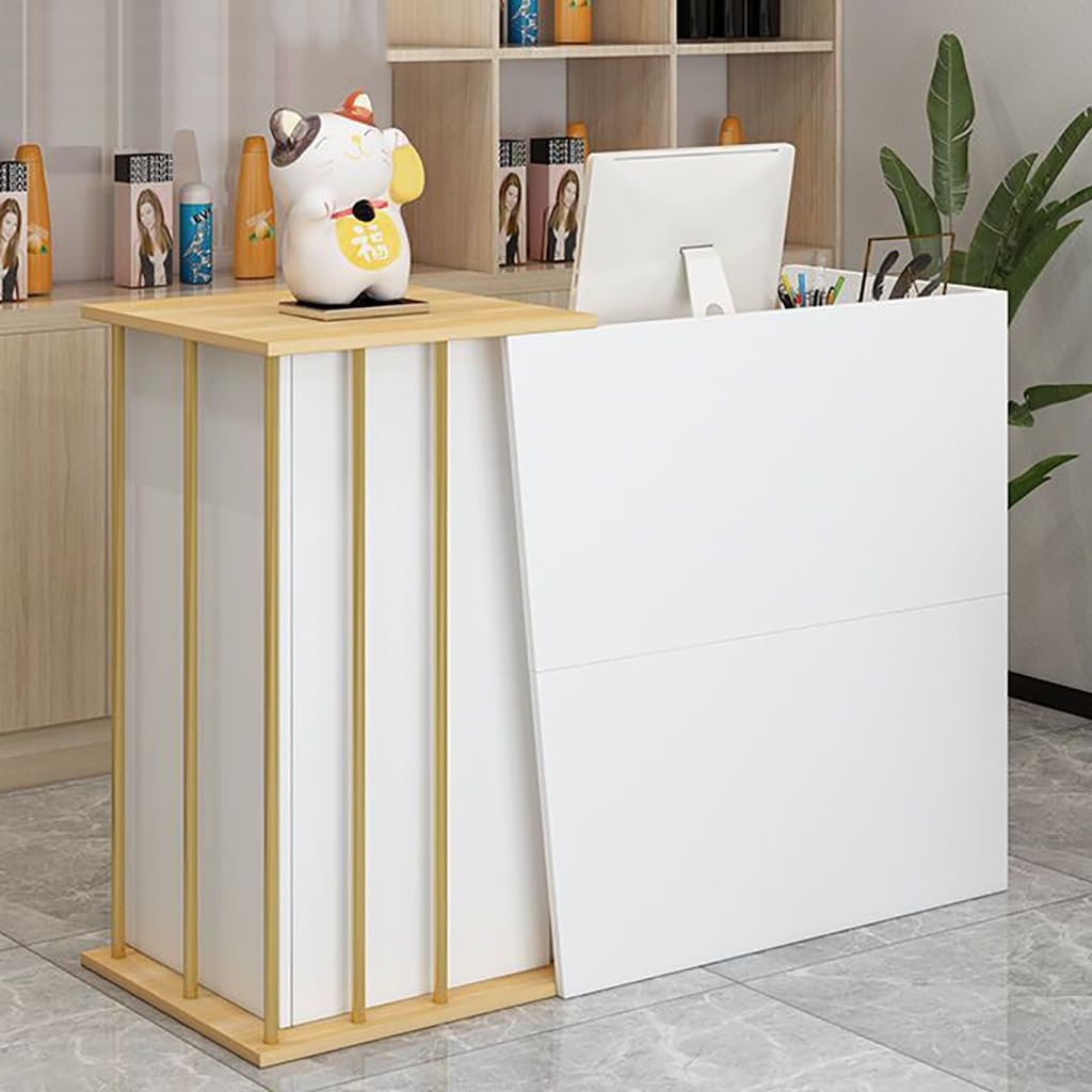 Small Salon Reception Desk with Counter - Compact Front Desk for Retail, Beauty Salons & Convenience Stores - Simple Checkout Counter for Supermarkets, Clothing Shops & Milk Tea Stores - Office & Business Use