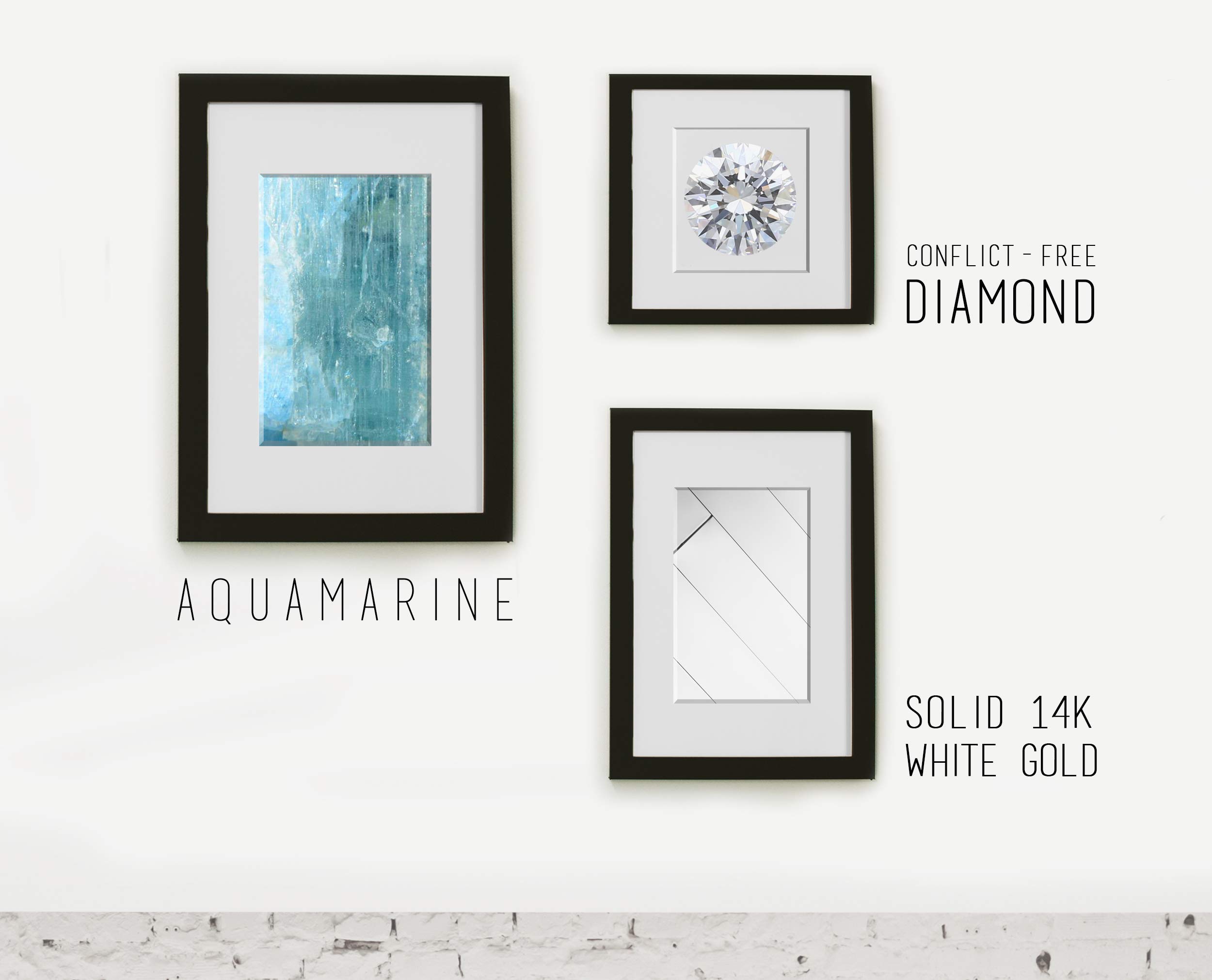 Elegant Aquamarine Diamond Pendant Necklace with Gold Chain - Dainty Layering Necklace for March Birthstone - Minimalist Small Gold Jewelry for Women - Perfect for Everyday Wear, Gift Giving & Special Occasions