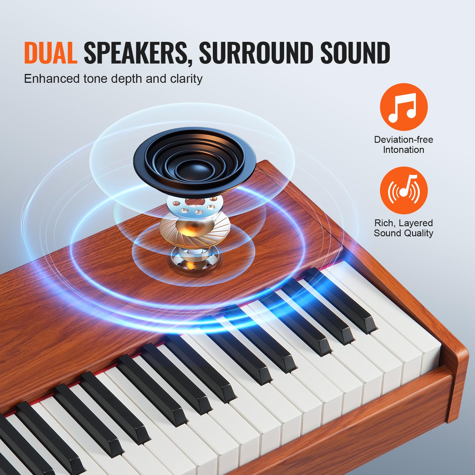 VEVOR 88-Key Fully Weighted Digital Piano with Stand - Professional Electric Keyboard with 200 Tones & Rhythms, Bluetooth/USB/MIDI Connectivity, Built-in Speakers & Headphone Jack - Perfect for Beginners, Home Practice & Studio Recording