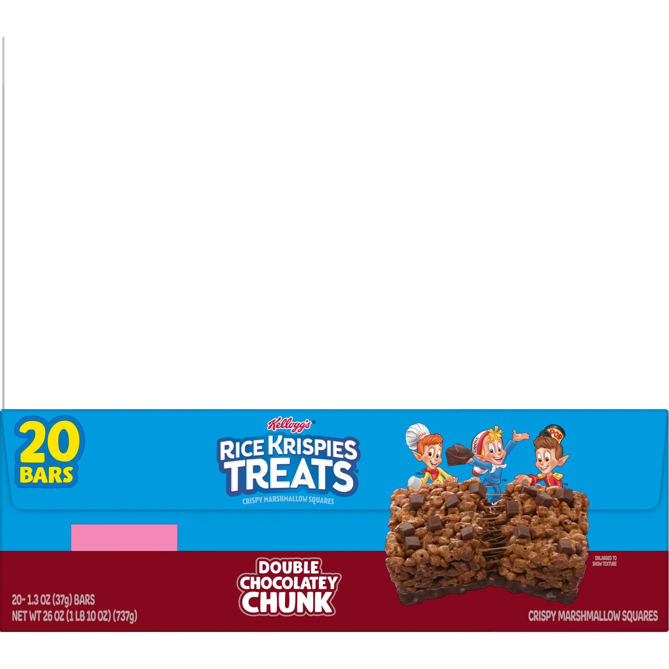 Double Chocolate Chunk Rice Krispies Treats Marshmallow Snack Bars - 26oz Box (20 Bars) | Kids Snacks, School Lunch, After School Treats, Birthday Party Favors & Office Snacks