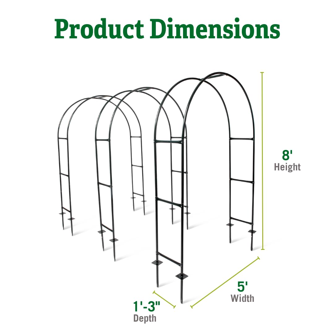 Extra Tall Garden Hoops for Plant Cover - Powder Coated Metal Greenhouse Frame for Vegetable Gardens (Set of 3 Hoops & 36 Clips) | Durable Protection for Raised Beds, Row Covers & Season Extension