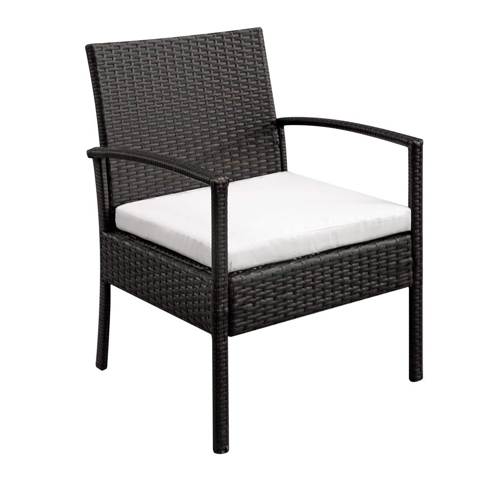 4-Piece All-Weather Outdoor Patio Rattan Furniture Set - 1 Double Seat Sofa, 2 Single Chairs & 1 Tempered Glass Coffee Table - Perfect for Garden, Backyard, Poolside or Terrace Relaxation