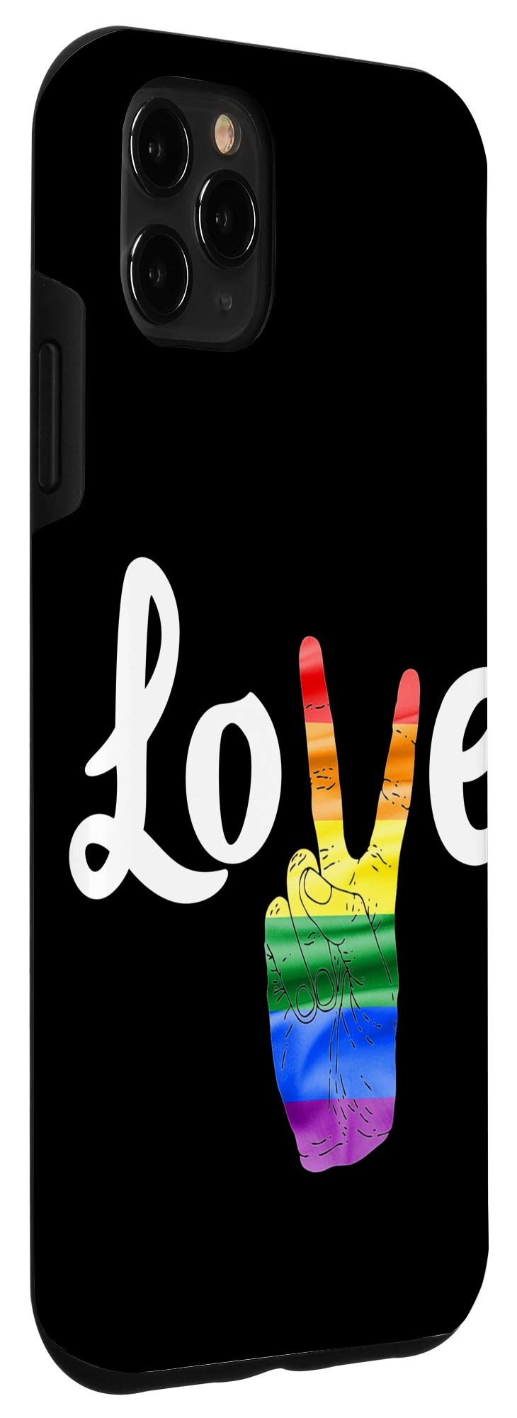 iPhone 11 Pro Max Case - Rainbow Gay Pride Love Is Love Design with Peace Sign | Durable Protective Cover for LGBTQ+ Support, Daily Use & Special Events