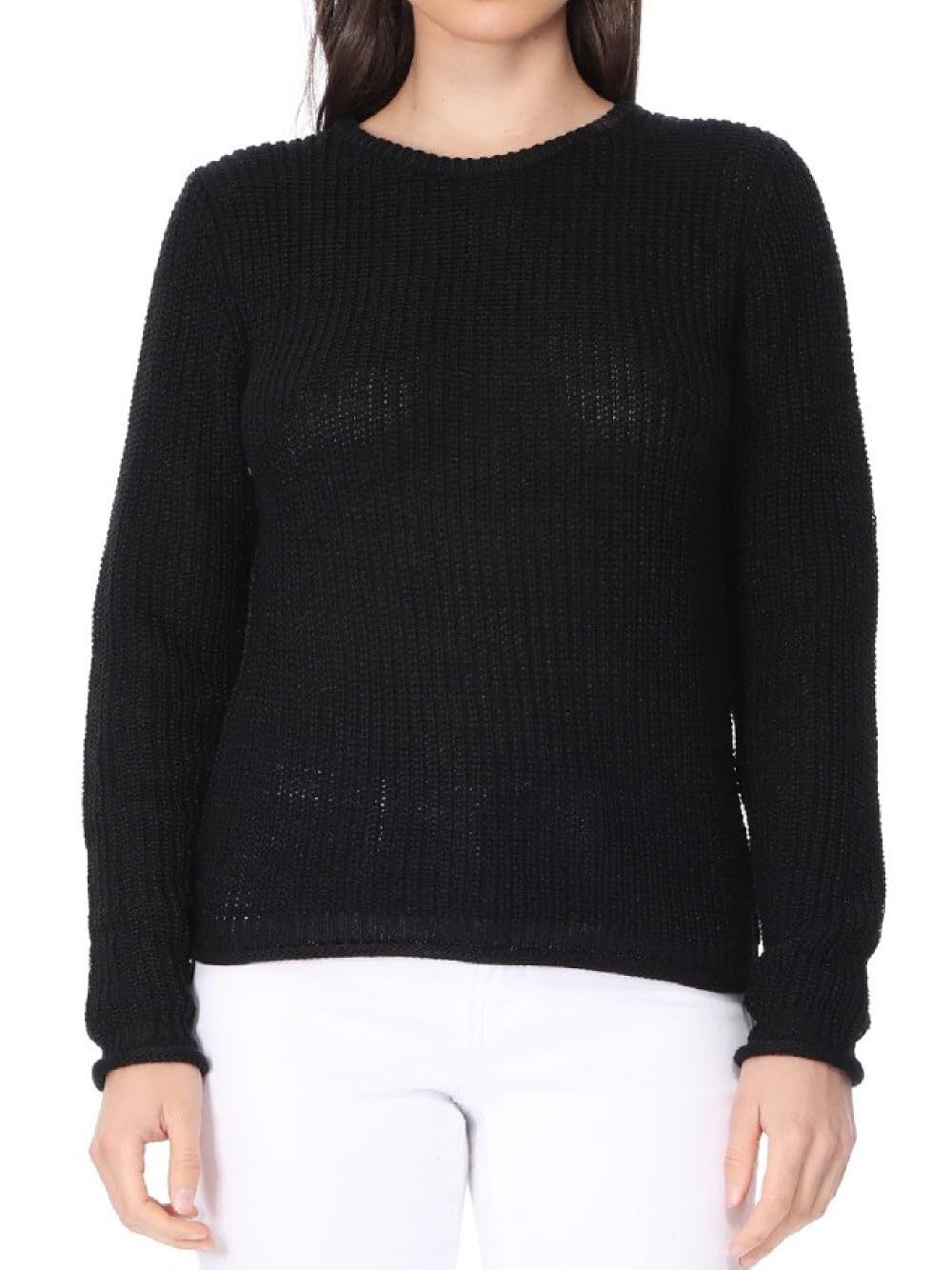 YEMAK Women's Lightweight Waffle Knit Pullover Sweater - Long Sleeve Crewneck Casual Top for Fall & Winter | Cozy Office Wear, Weekend Outfits, Layering Essential