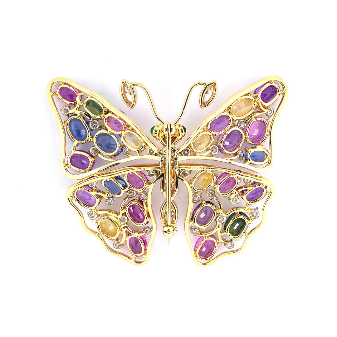 Oscar Heyman Multi Gemstone Butterfly Brooch Pin - Elegant Jewelry for Women, Perfect for Weddings, Parties & Special Occasions