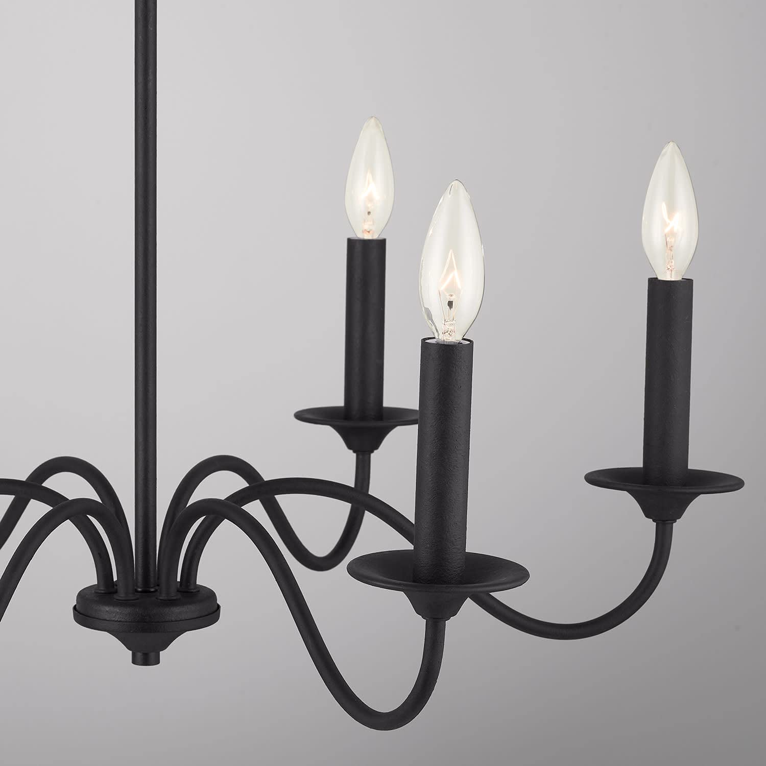 Capital Lighting 437261BI Vincent Mediterranean French Country Round Candle Chandelier - 6-Light 360W Black Iron Ceiling Fixture (22