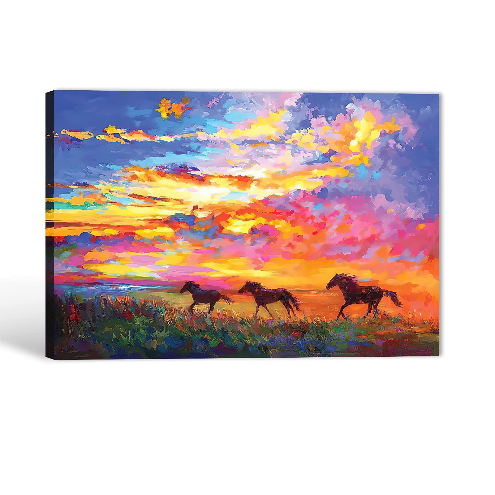Abstract Horse Wall Art Painting - Colorful Animal Canvas Wall Decor for Living Room, Bedroom & Office - 28x40 Inches - Perfect for Modern Home & Farmhouse Style Decor