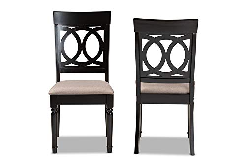 Modern & Contemporary 2-Piece Dining Chair Set - Sand Fabric Upholstery with Espresso Brown Wood Finish | Perfect for Kitchen, Dining Room & Small Space Decor