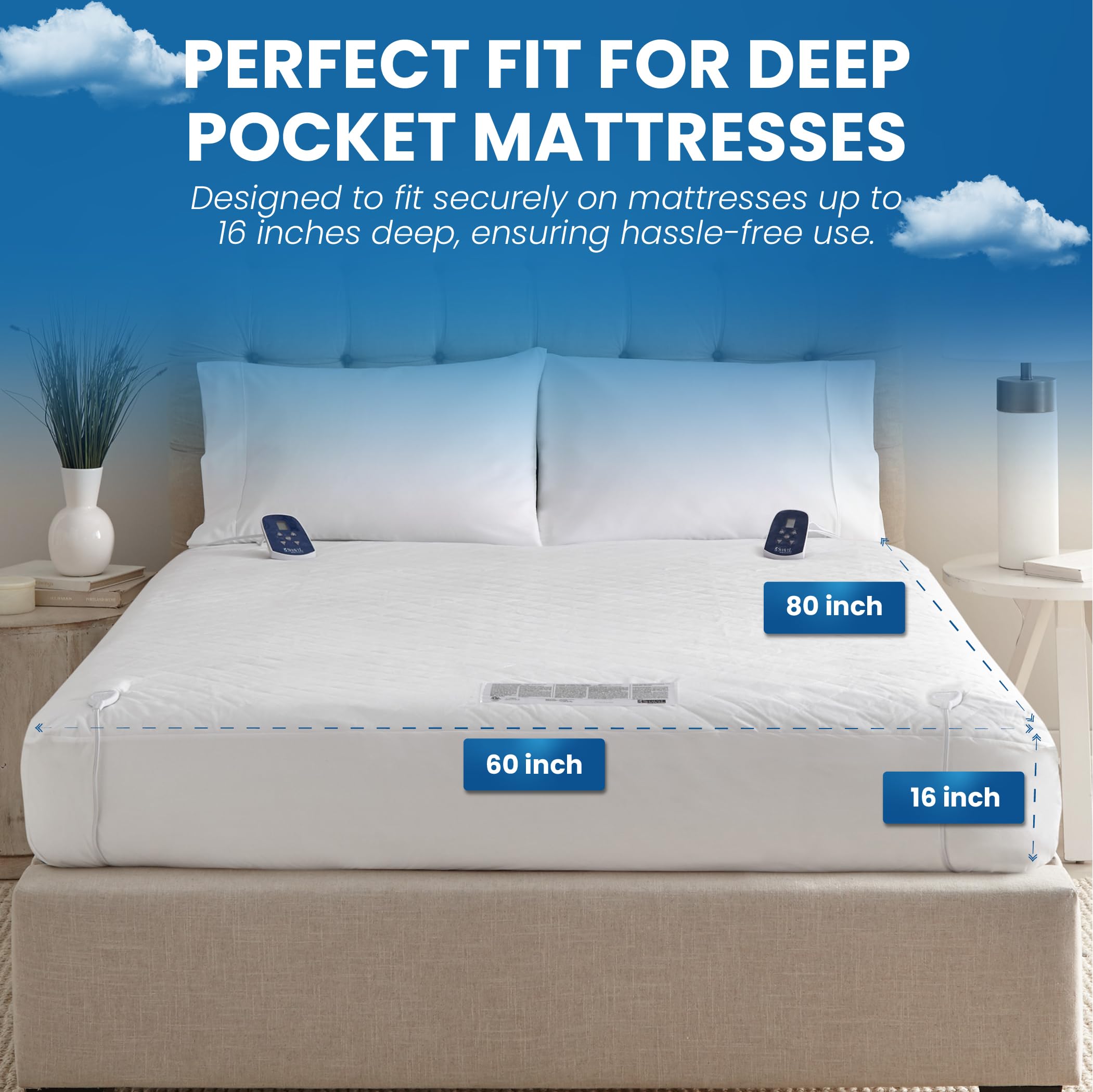 Thermee Micro Flannel Electric Heated Mattress Pad King Size - Adjustable Temperature Control, Ultra Soft Quilted Design & Auto-Off Safety - Perfect for Winter Nights, Arthritis Pain Relief & Cozy Bedroom Comfort