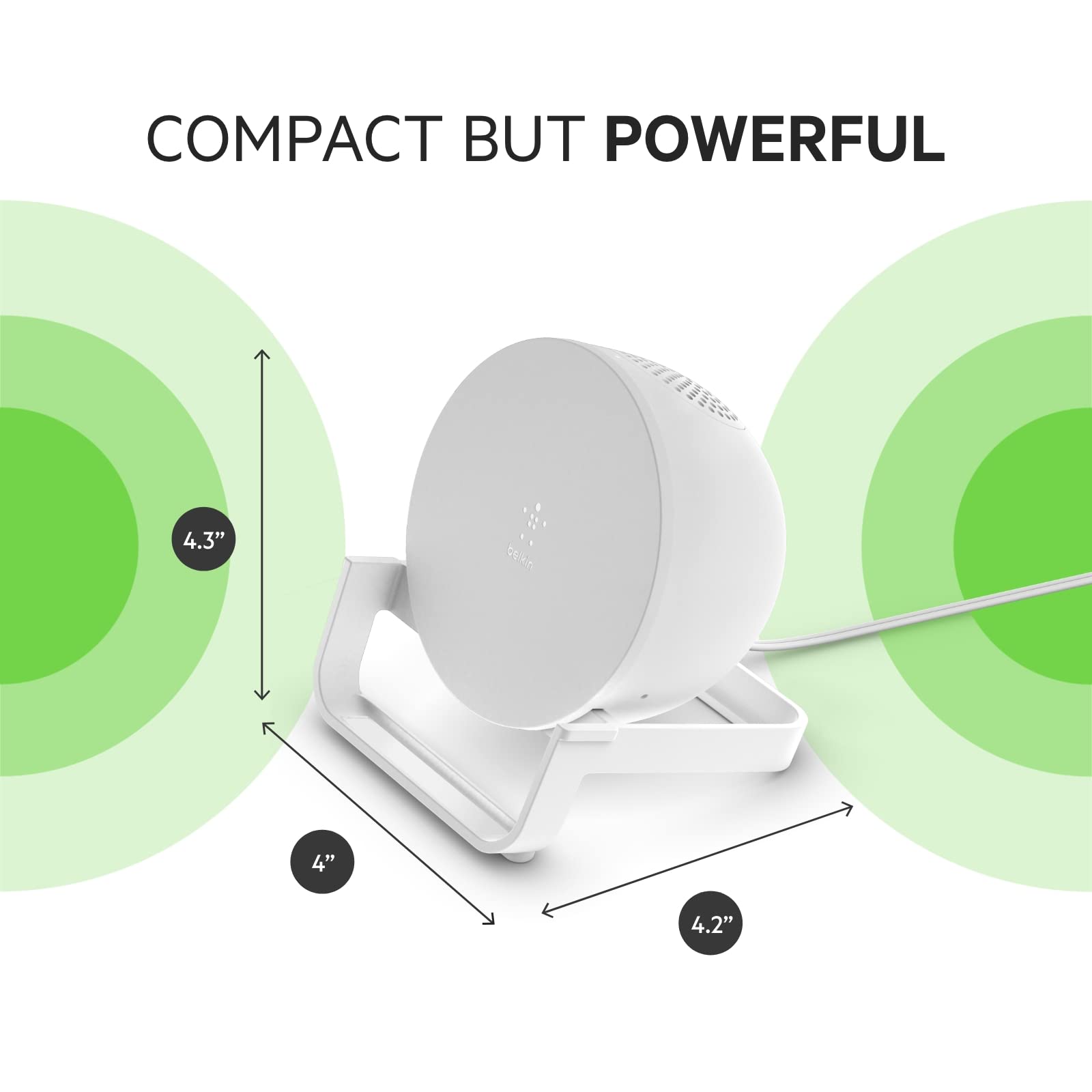 Belkin Quick Charge Wireless Charger with Bluetooth Speaker - Qi-Certified Charging Stand for iPhone 14/13/12, Samsung Galaxy S23/S22/S21 & More - Fast Wireless Charging & Premium Sound for Music, Videos & Video Calls - Perfect for Home, Office & Travel - White