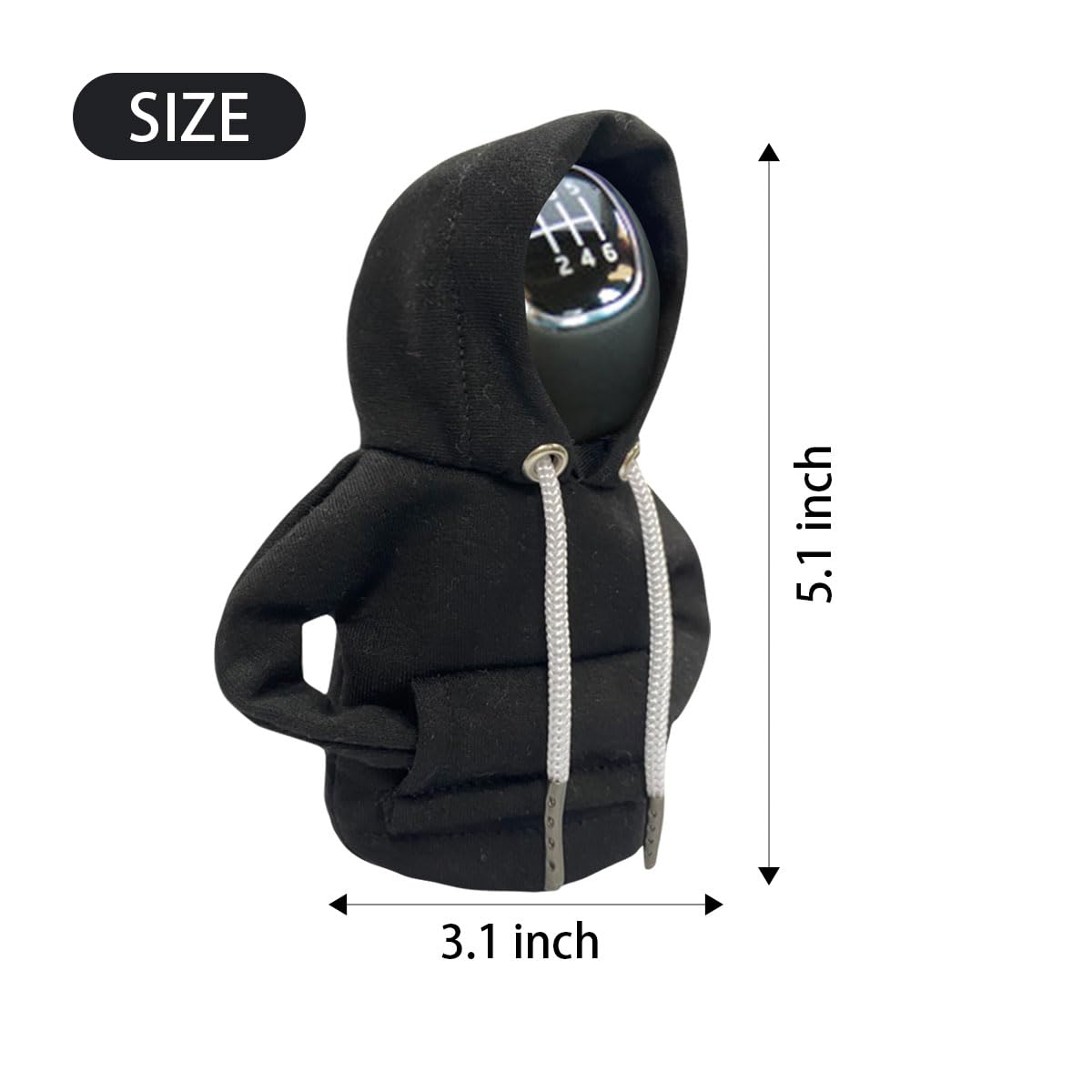 Universal Car Gear Shift Cover - Fashionable Hoodie Style Shift Knob | Mini Hoodie Car Shifter Accessory | Cute Automotive Interior Decor for Sedans & SUVs | Perfect for Road Trips & Daily Commute - Black