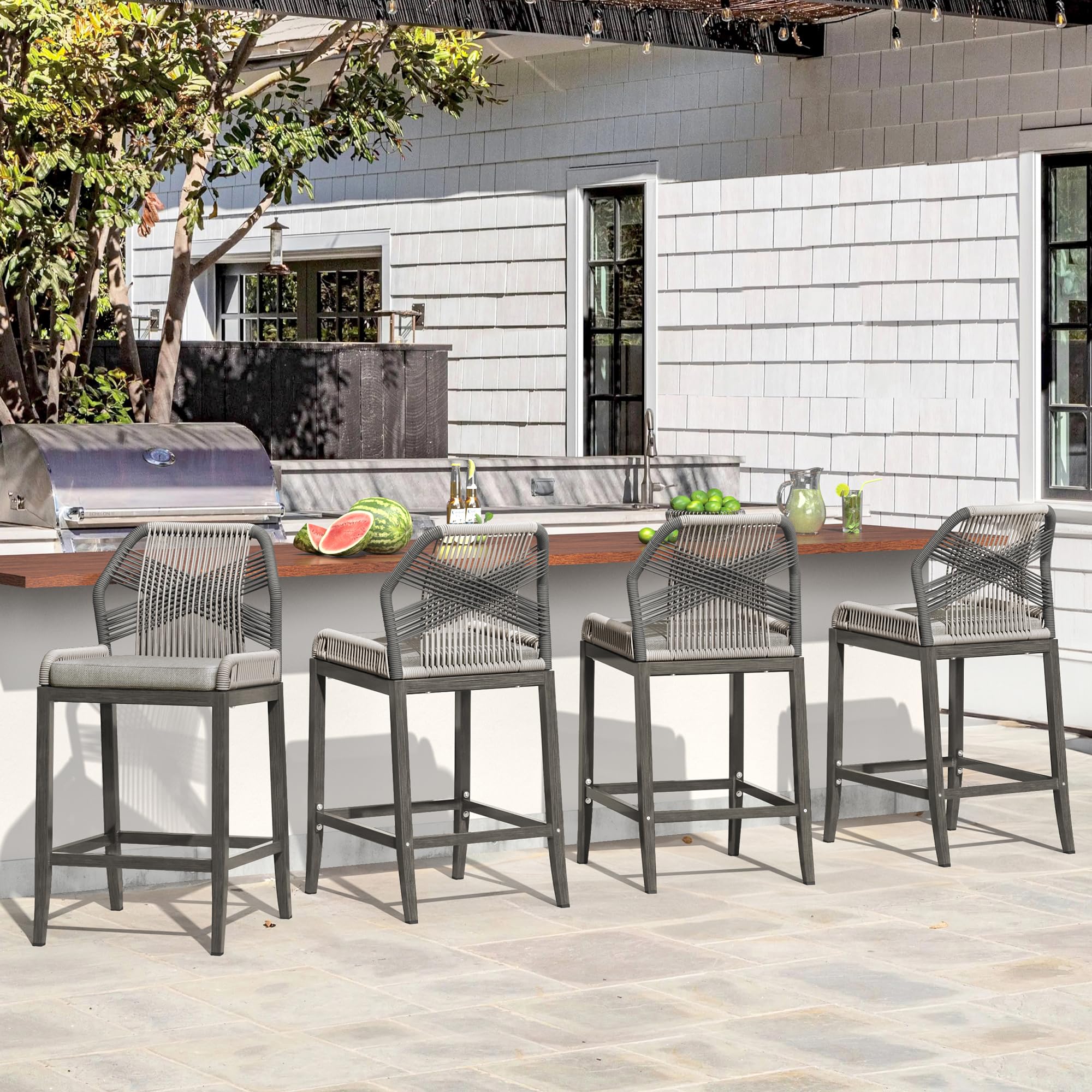 Outdoor Bar Stools Set of 4 - 26.5