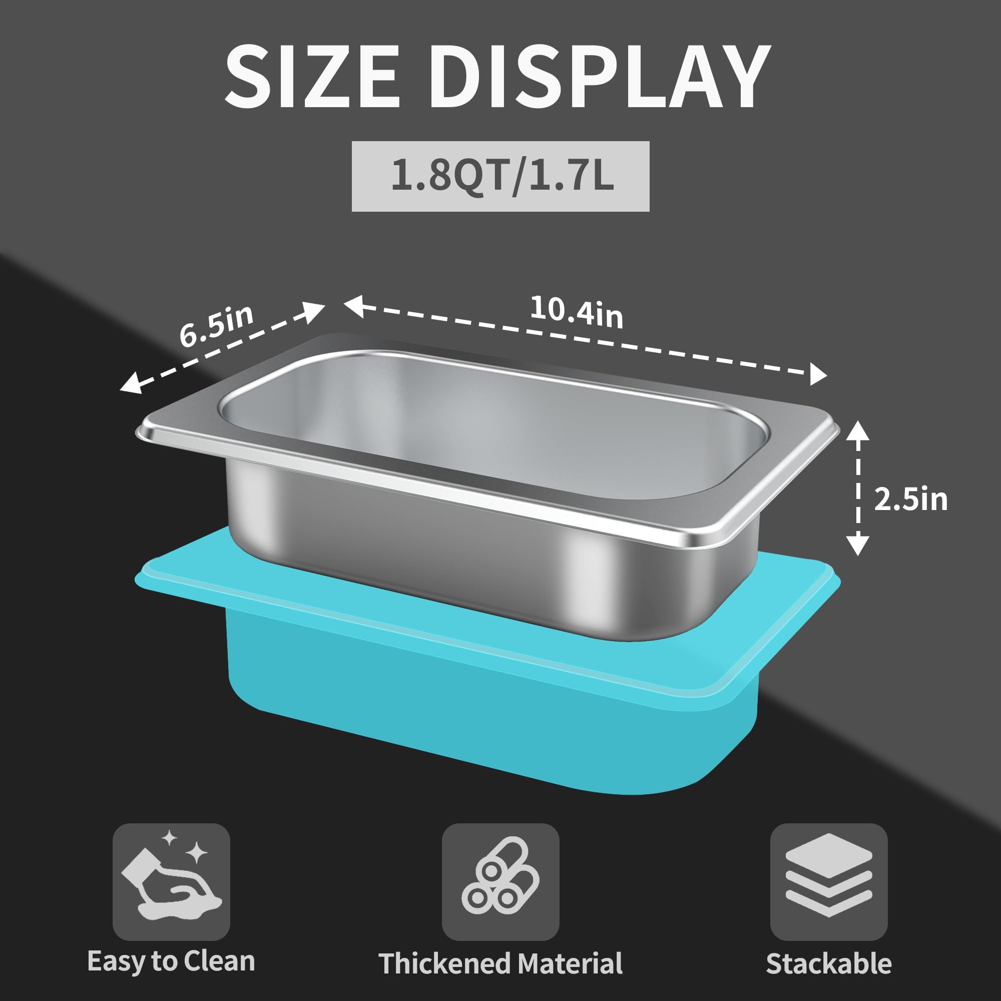 6 Pack Stainless Steel 1/4 Size Hotel Pans with Lids - 2.5 Inch Deep Commercial Food Steam Table Pans for Buffet, Catering & Restaurant Use - Durable Metal Kitchen Trays for Food Warming, Serving & Storage