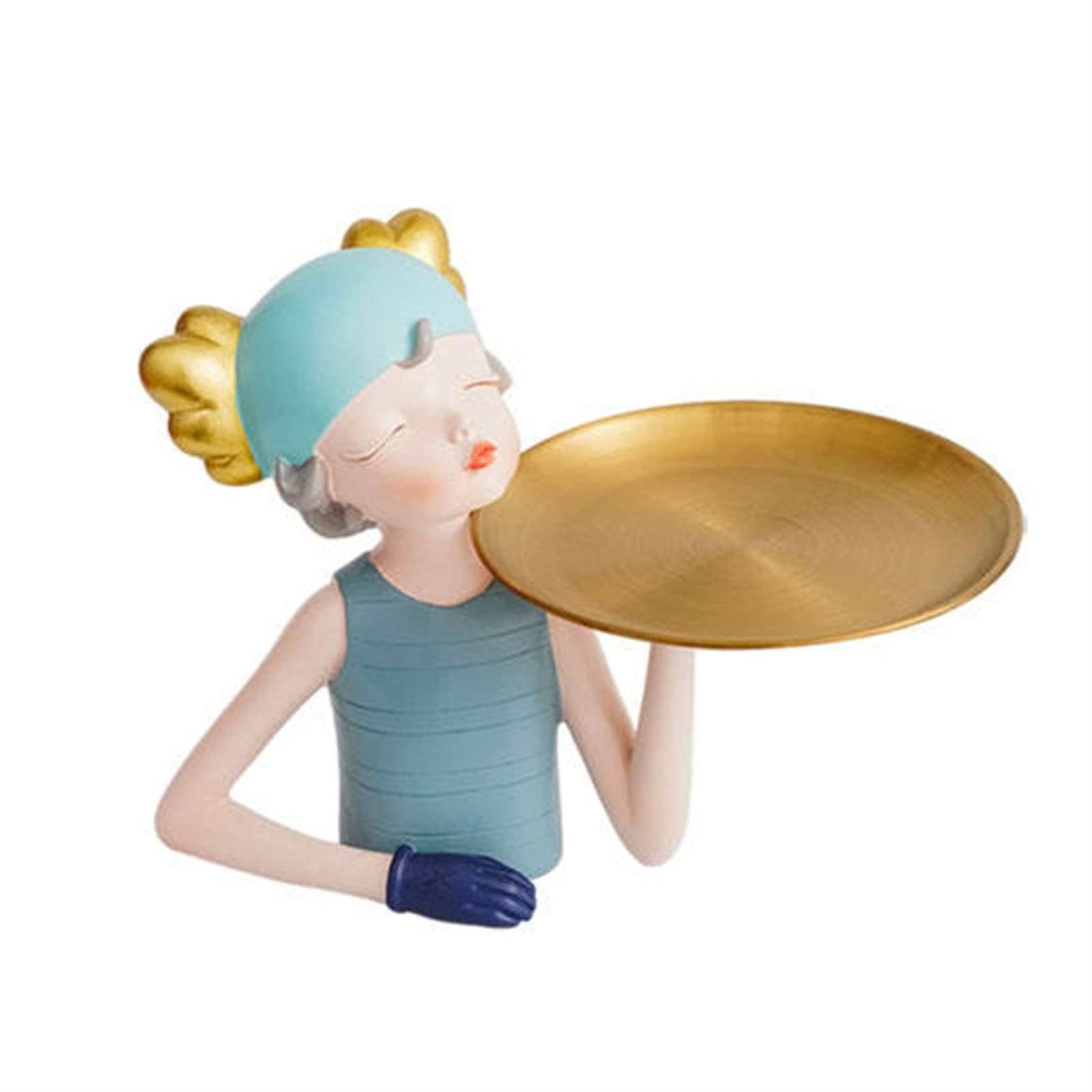 ELKeyko Resin Cat Girl Statue - Handcrafted Desktop Sculpture for Living Room, Bedroom, Entrance Decor | Makeup Organizer & Key Storage Tray (Color C) | Perfect Gift for Anime Lovers & Home Decoration