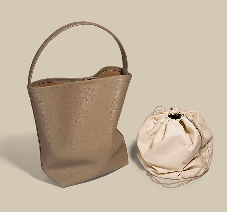 Stylish Leather Bucket Tote Bag for Women - Fashionable Handbag with Adjustable Strap - Perfect for Work, Travel & Everyday Use