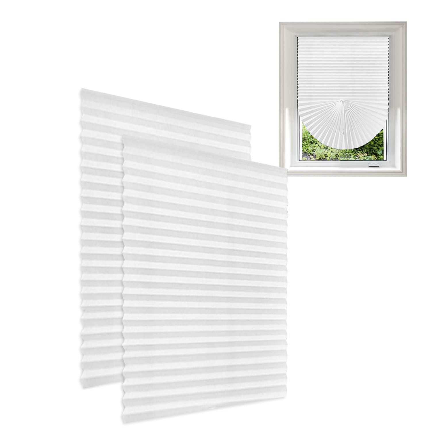 Blackout Window Shades Cordless 2 Pack - No Drill Non-Woven Fabric Blackout Blinds, Easy to Install & Cut for Temporary Use - Perfect for Bedrooms, Nurseries & Home Theaters