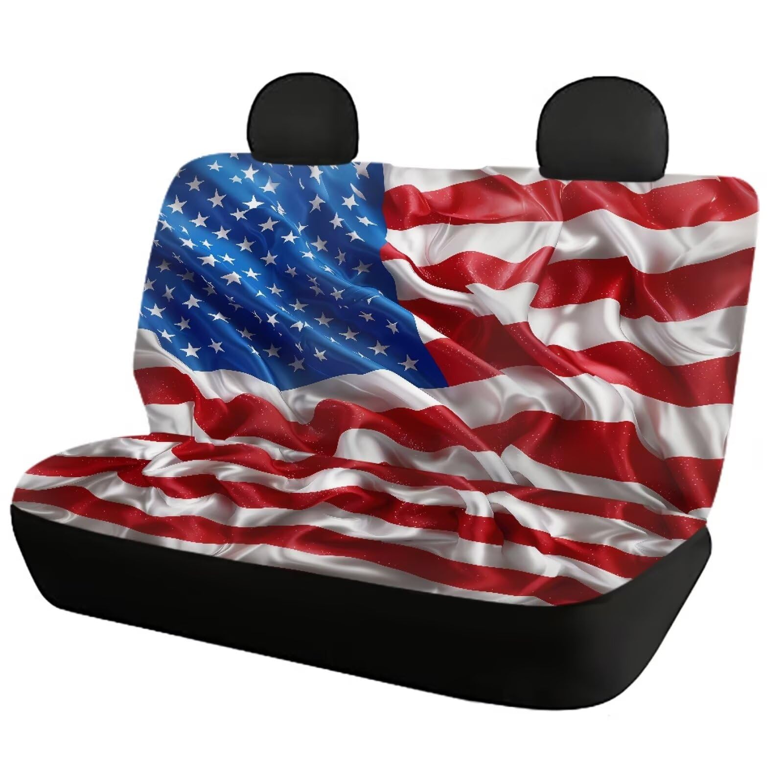 SEANATIVE 3D American Flag Car Seat Covers - Universal Anti-Slip Driver & Rear Bench Seat Protector with Rainbow Stripe Design for Women & Men - Fits Most Cars - Perfect for Road Trips, Daily Commute & Patriotic Decor