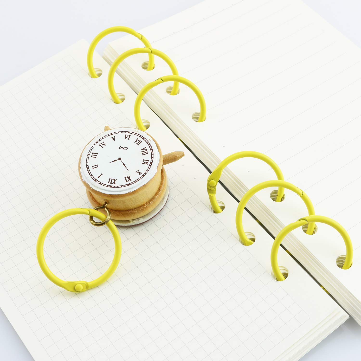50pcs 1 Inch Metal Book Rings - Yellow Loose Leaf Binder Rings for Scrapbooking, Sketchbooks, Photo Albums & DIY Projects | 25mm Hinged Buckle Rings for Crafting, School & Office Organization