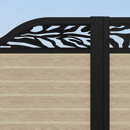 Classic Malawi Curved Top Driveway Gate in Light Oak with Top Screen - Perfect for Home Security and Curb Appeal Enhancement
