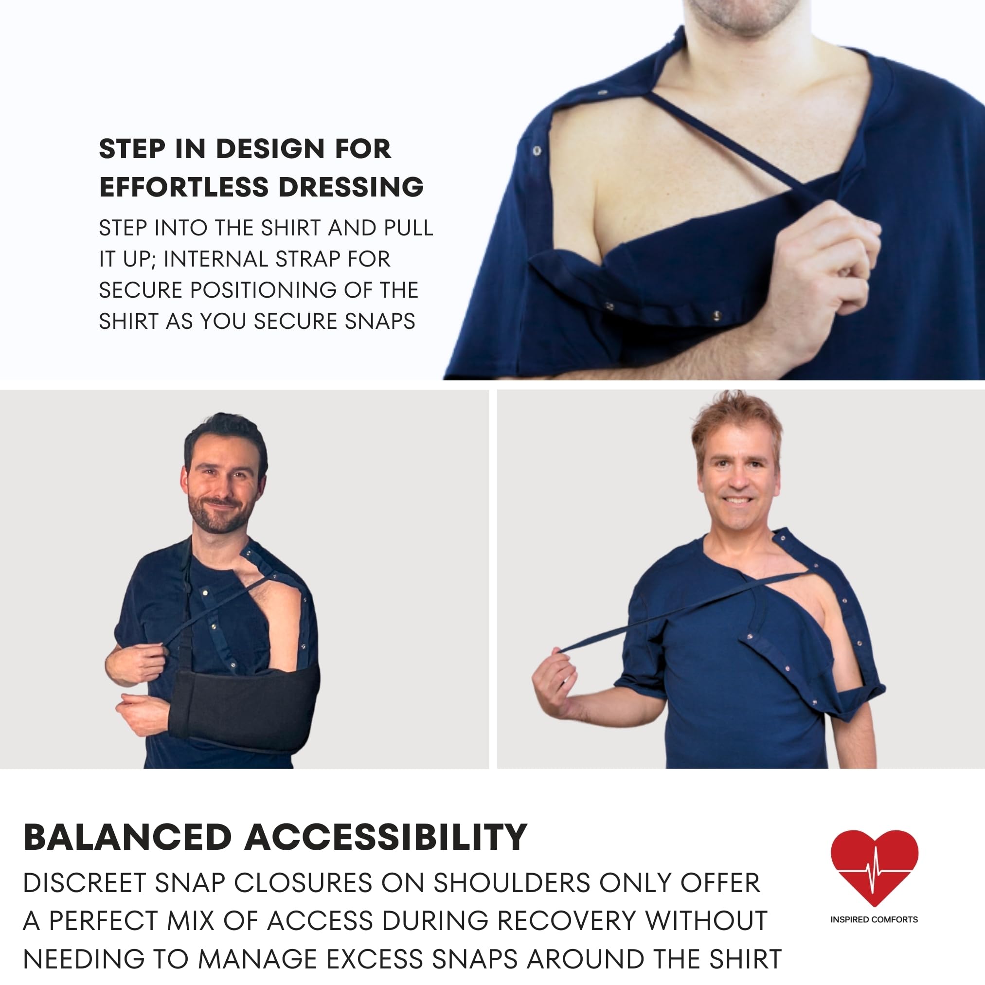 Unisex Post-Surgery Shoulder Recovery Shirt with Hidden Snaps - Ideal for Shoulder Surgery, Physical Therapy & Comfortable Healing