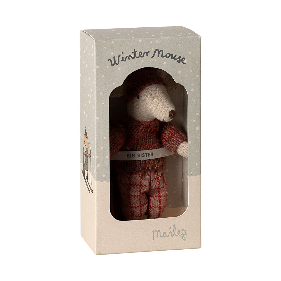 Big Sister Winter Mouse with Ski Set - Adorable Plush Toy for Kids, Christmas Gift & Holiday Decor - Perfect for Playtime, Collecting & Seasonal Home Decoration