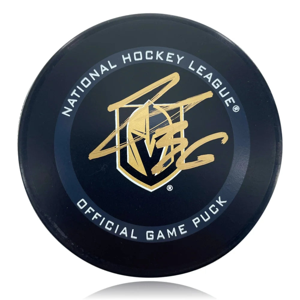 Logan Thompson Autographed Vegas Golden Knights NHL Hockey Puck with COA - Perfect for Collectors, Fans & Memorabilia Displays