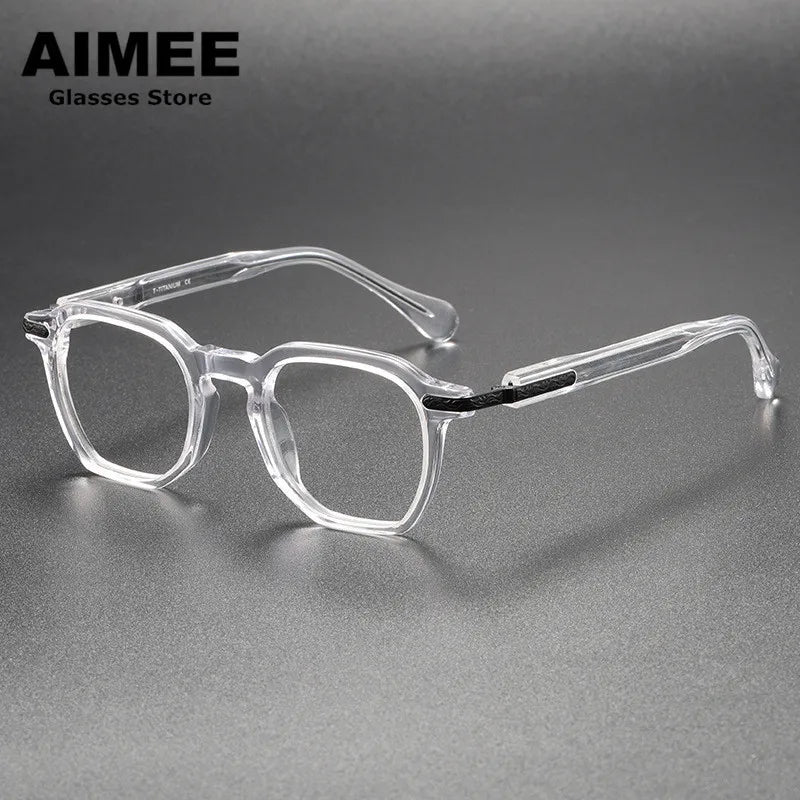 Stylish Aimee Unisex Full Rim Irregular Oval Titanium Acetate Eyeglasses Frame 985855 - Lightweight & Durable for Work, Reading & Everyday Wear