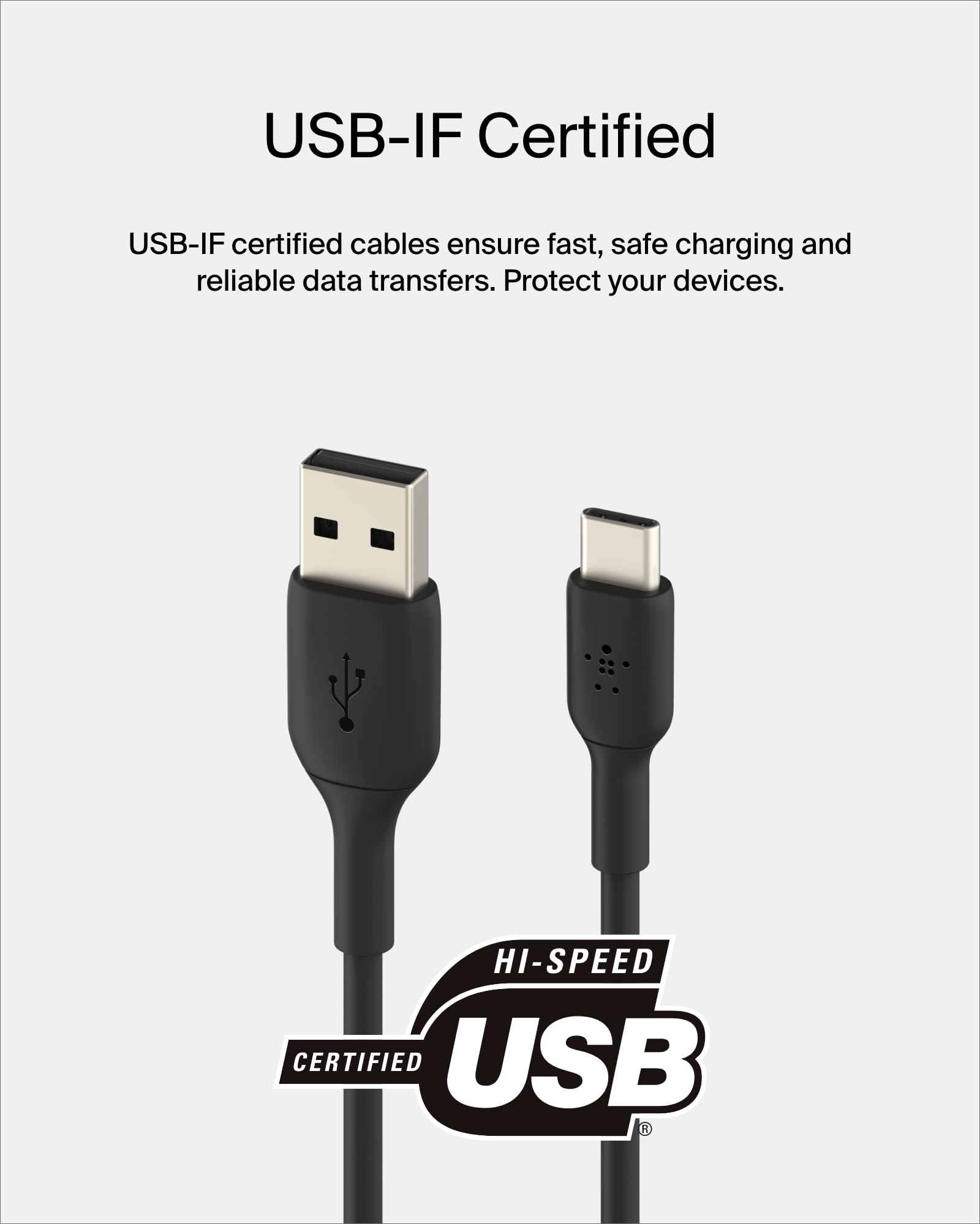 Belkin BoostCharge USB-C to USB-A Fast Charging Cable 15cm - Compatible with iPhone 16/15, Samsung Galaxy S24/S23, Google Pixel, iPad Pro, Nintendo Switch | Durable Nylon Braided Black Cable for Home, Office & Travel Charging