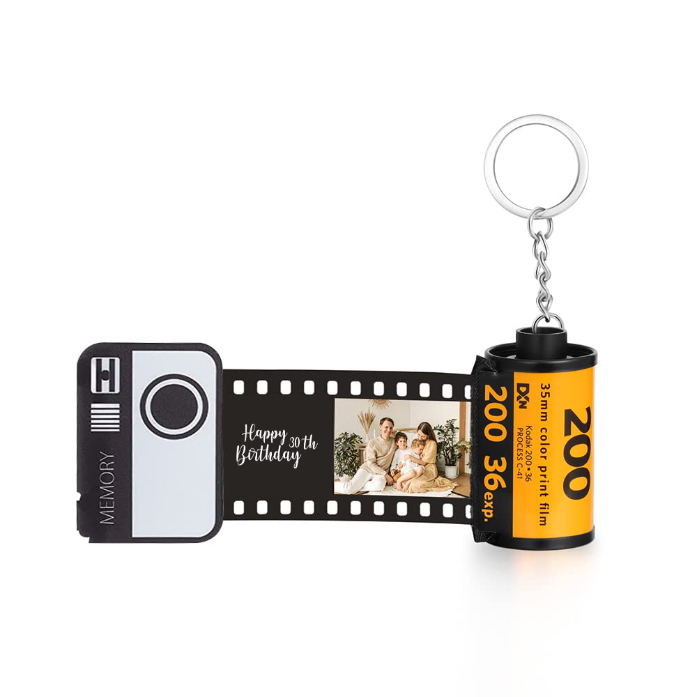 Custom Photo Keychain - Personalized Camera Film Roll Keychain with Picture Insert | Unique Memory Gift for Friends, Family & Couples | Perfect for Birthdays, Anniversaries & Special Occasions