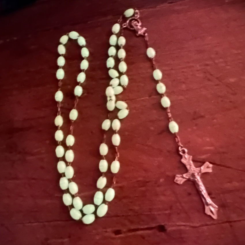 Vintage Luminous Glow in the Dark Rosary - Catholic Prayer Beads for Nighttime Devotion & Spiritual Comfort