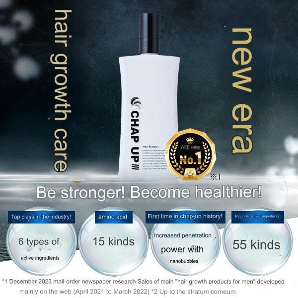 ChapUp Hair Growth Tonic - Clinically Proven Hair Regrowth Treatment for Thinning Hair | Japanese Quasi-Drug Formula | Stimulates Follicles & Prevents Hair Loss | Perfect for Men & Women with Thinning Hair or Baldness Concerns