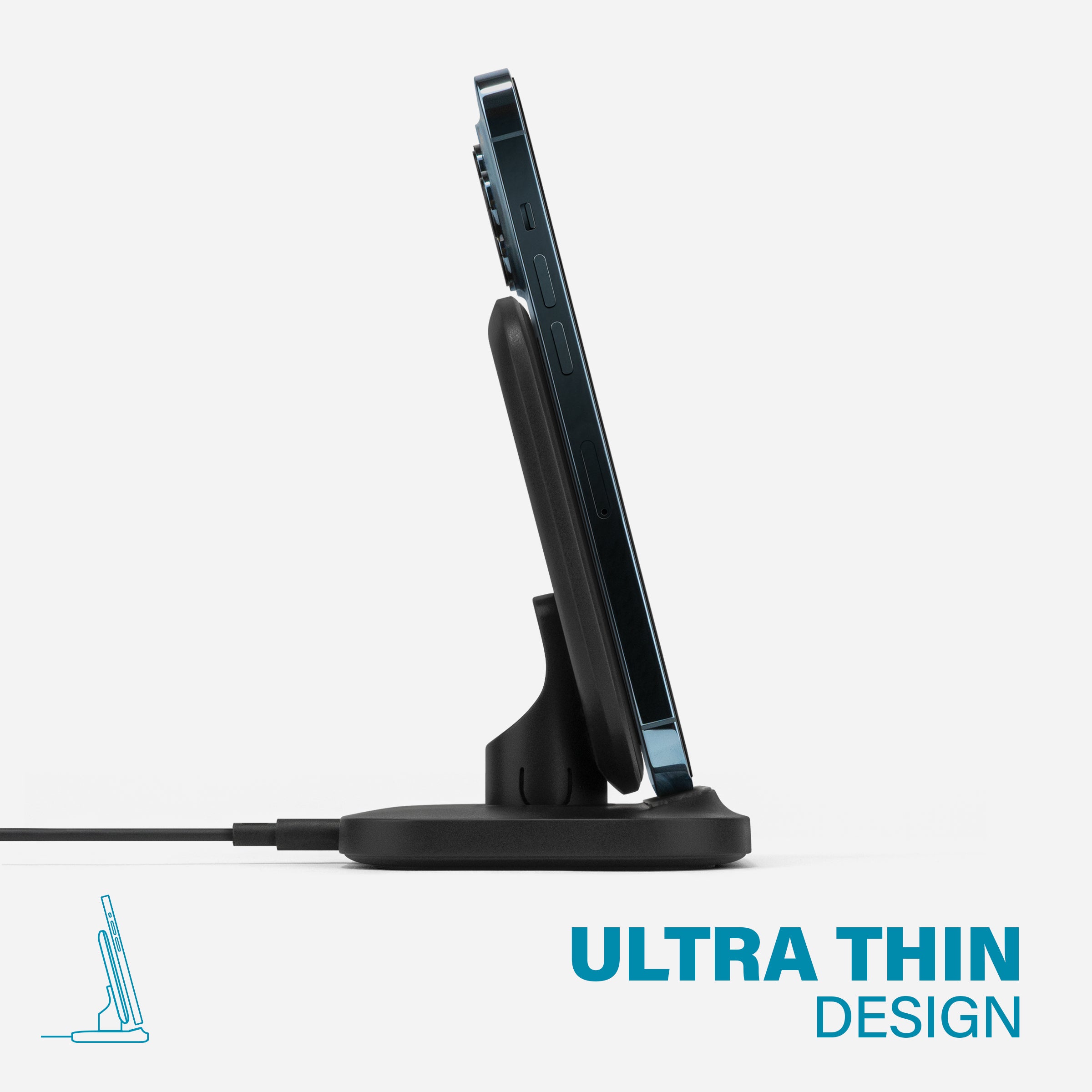 APOLLO Wireless Charging Stand - Fast Qi-Certified Charger for iPhone, Samsung, AirPods - Perfect for Home, Office & Nightstand Use