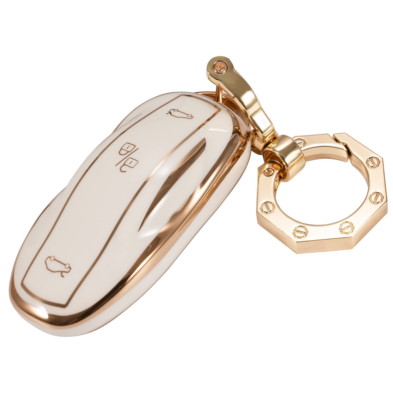 Premium YHC Tesla Key Fob Cover Case with Fashion Keychain - Compatible with Tesla Model S - Durable Protection & Stylish Accessory for Your Car Keys (Perfect for Everyday Use, Gifts & Tesla Enthusiasts)