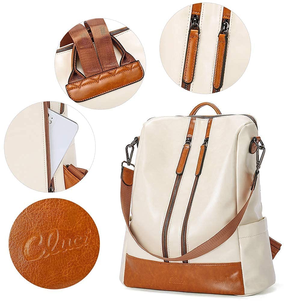 CLUCI Genuine Leather Women's Backpack Purse with Detachable Crossbody Bag - Stylish Travel Wallet for Women | Perfect for Work, Commute & Weekend Getaways