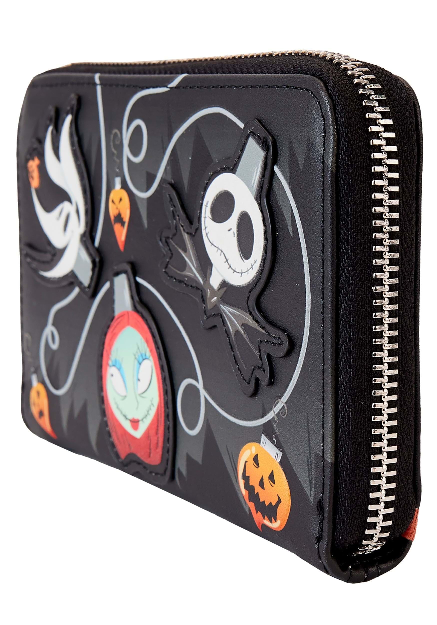 Loungefly Nightmare Before Christmas Glow-in-the-Dark Zip Around Wallet with Tree String Lights Design - Perfect for Disney Fans, Collectors & Holiday Gift Giving