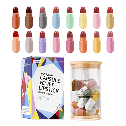 Matte Solid Lipstick Set - 16 Velvety Waterproof Long Lasting Mini Lipsticks | Matte Liquid Lipstick for Everyday Wear, Parties & Special Occasions