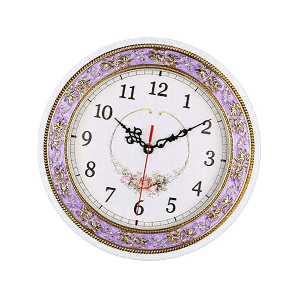 28cm Silent Quartz Wall Clock - Purple Home Decor for Bedroom & Office
