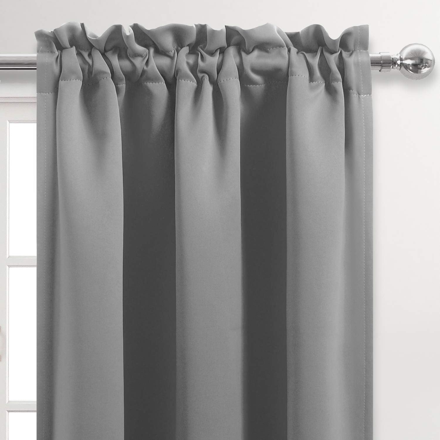 DWCN Grey Thermal Insulated Blackout Valance Curtains - 60x18 Inch Rod Pocket Kitchen Window Treatment for Energy Efficiency & Privacy (1 Panel) - Perfect for Kitchens, Breakfast Nooks & Cozy Dining Areas