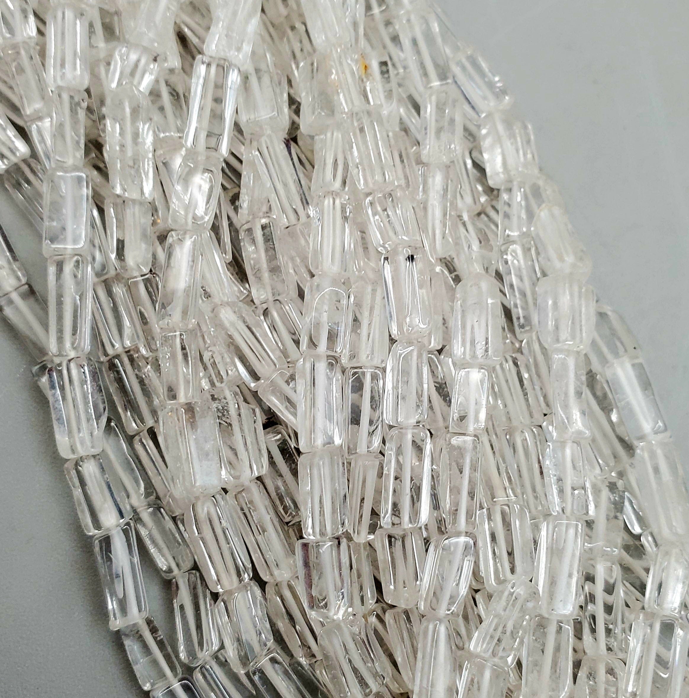 Natural Clear Quartz Rectangle Beads Strand - 6mm 8mm 10mm Sizes for Jewelry Making, Healing Crystals, DIY Crafts | Perfect for Necklaces, Bracelets, Meditation & Energy Work